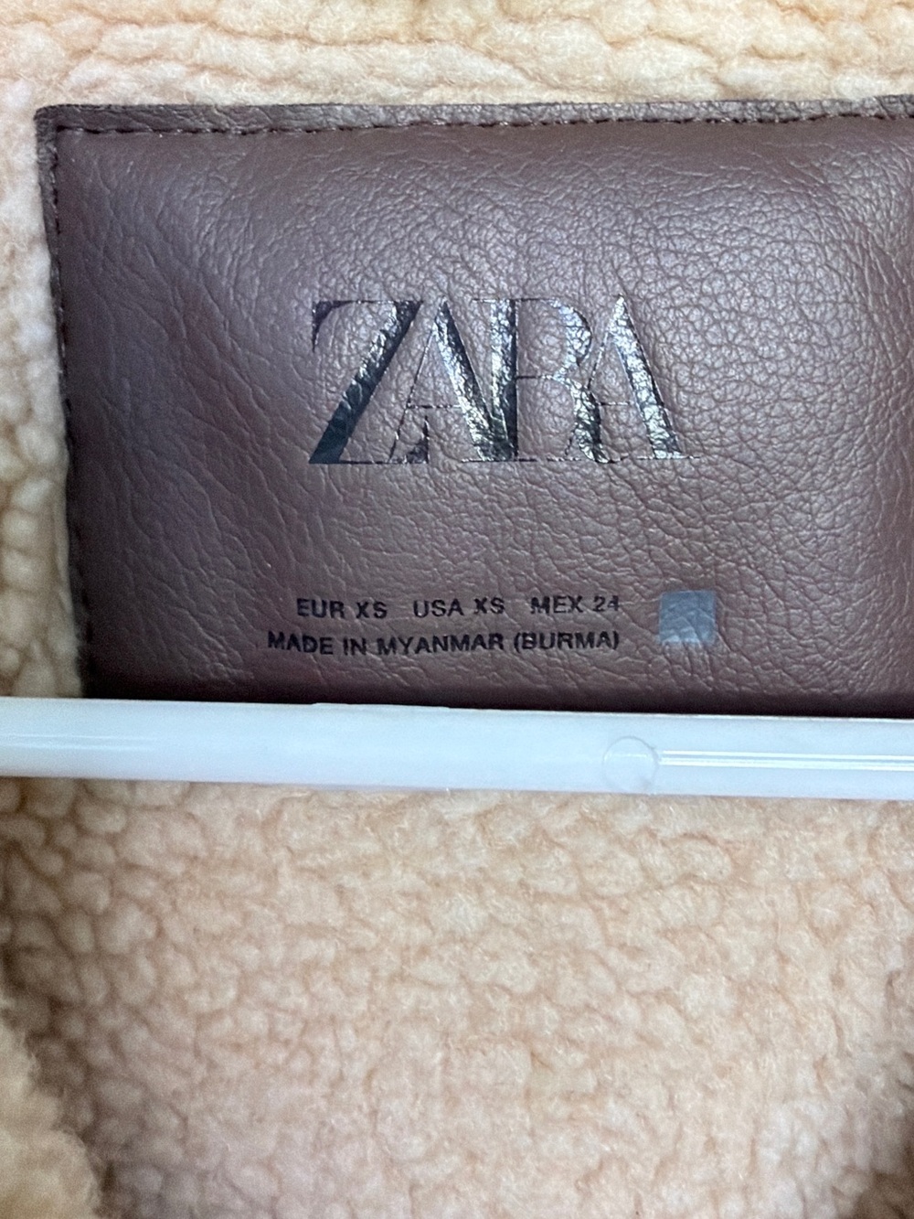 Zara Brown Shearling Aviator Jacket with Cream Lining - Picture 3 of 3